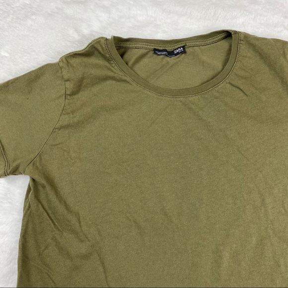 Zara Olive Green Short Sleeve T Shirt - Picture 2 of 8